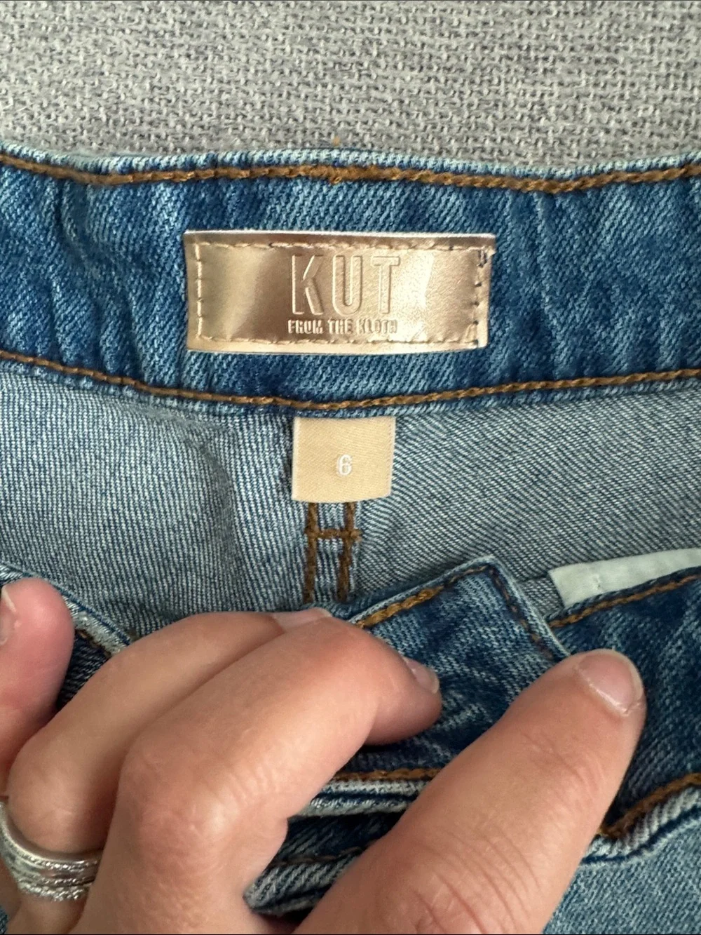 Kut from the Kloth Jane High Rise Long Denim Cutoff Shorts